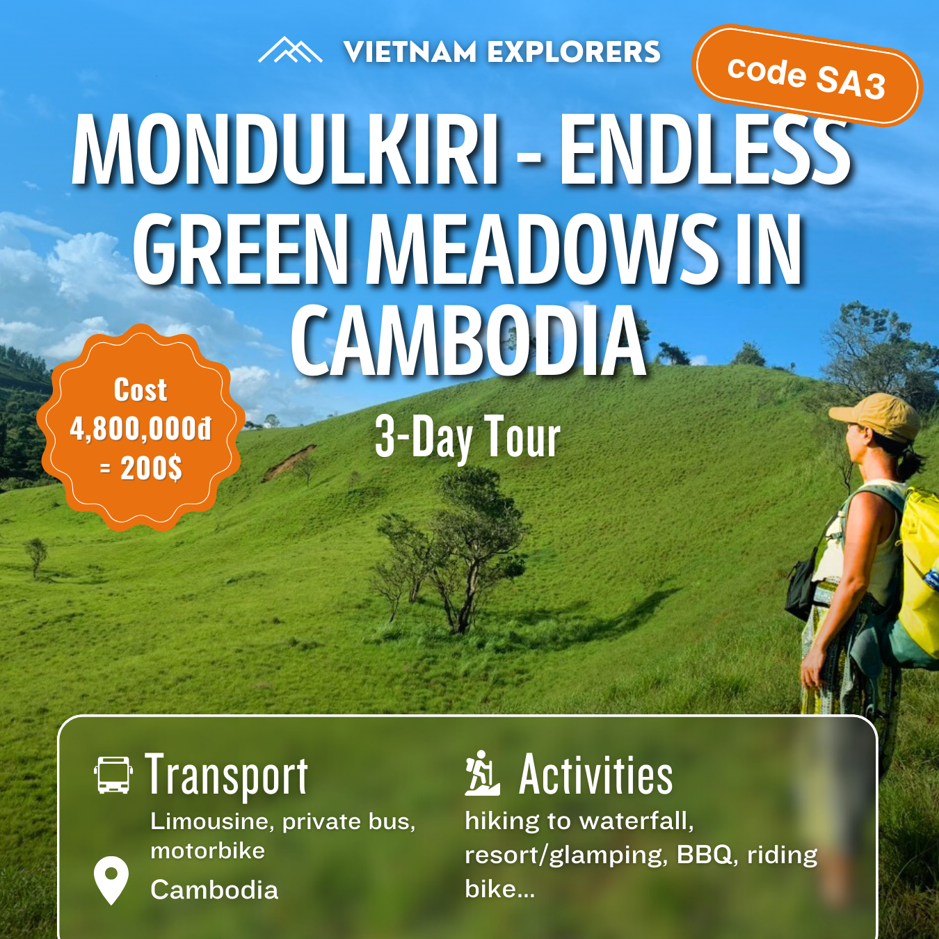 SA3C (3 DAYS): Mondulkiri, Endless Green Meadows in Cambodia