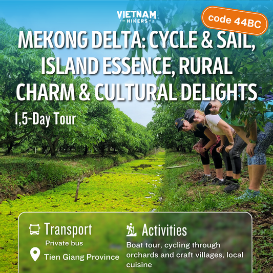 기본 투어 44BC: (1,5일) 메콩강 삼각주: 사이클 및 항해, 섬의 정수, 농촌의 매력 및 문화적 즐거움