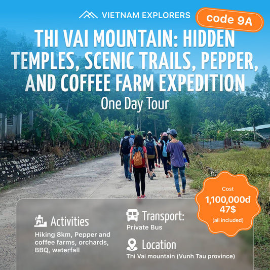 (Basic tour) 9AB Thi Vai Mountain: Hidden Temples, Scenic Trails, Pepper and Coffee Farm Expedition (Copy)