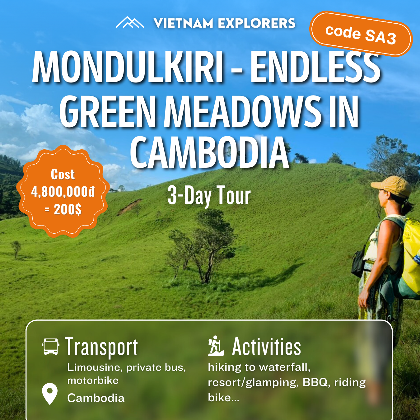 A3C (3 DÍAS): Mondulkiri, Endless Green Meadows en Camboya